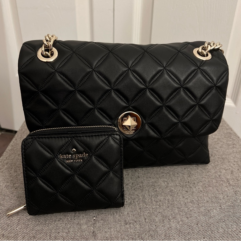 Kate Spade Natalia medium flap shoulder bag and matching bifold compact wallet